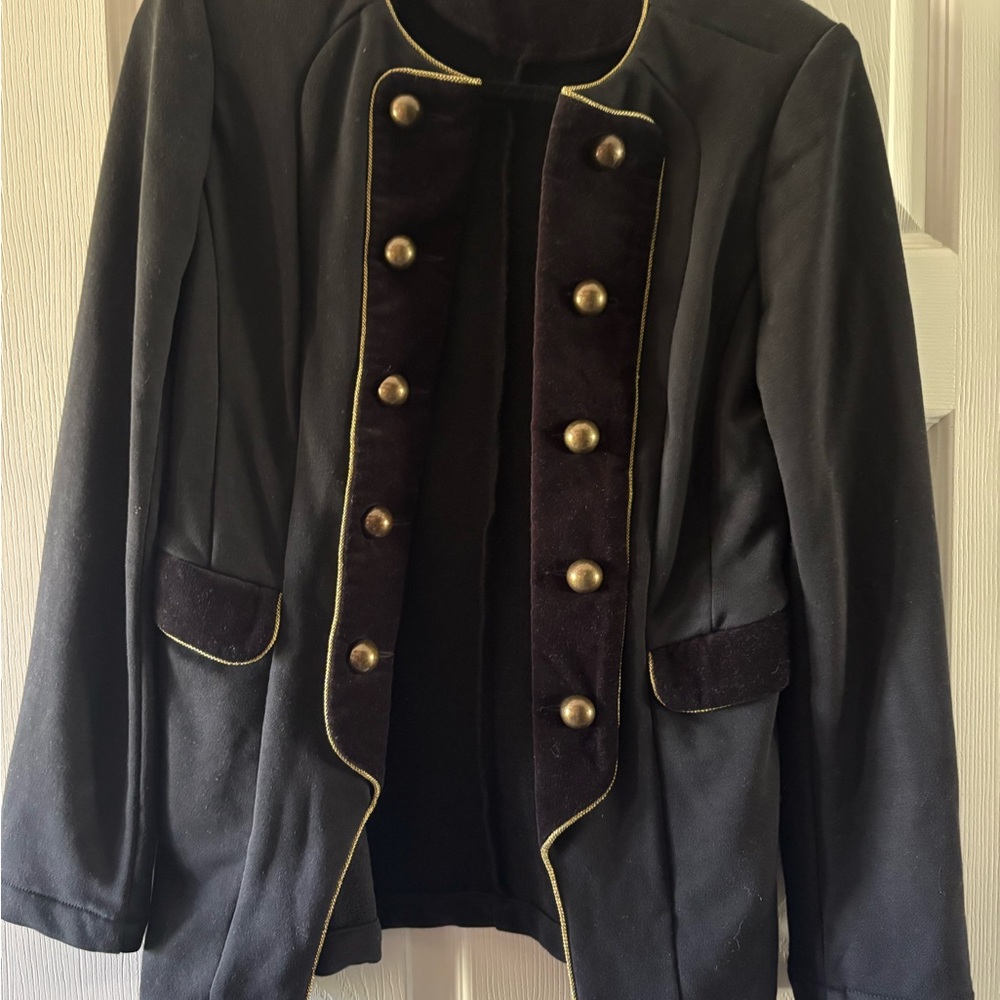 Tasha Polizzi Black and Gold Blazer with Structured Shoulders